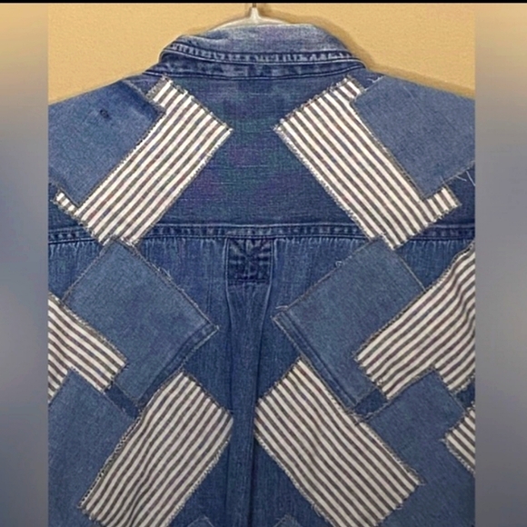 Upcycled Design - Denim Patchwork Button Front Jacket - XL - Picture 3 of 6